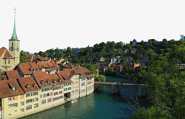 瑞士伯尔尼城市河流图片