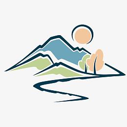 矢量山川河流远景山峰