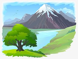 卡通山谷风景矢量素材