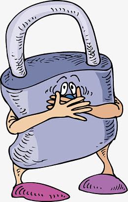 卡通蓝色捂住嘴巴的锁头矢量