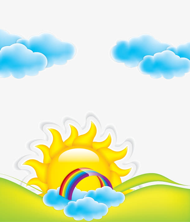 矢量卡通草地太阳素材