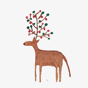 手绘水彩圣诞鹿