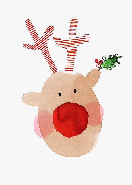 红色手绘圣诞小鹿头像