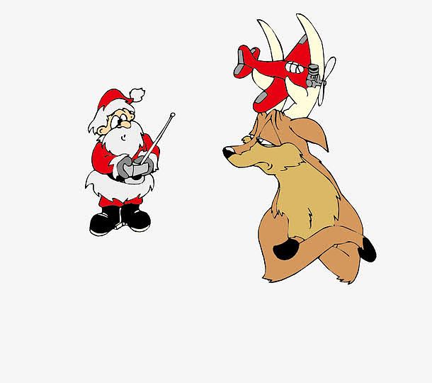 圣诞老人和驯鹿矢量图