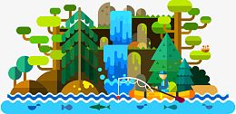 扁平化城市景色矢量图