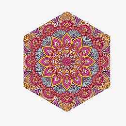 红色六边形矢量苗族花纹