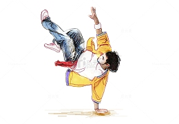 手绘跳街舞的男生