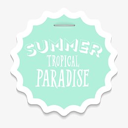 时尚蓝色夏日标签标贴设计 三色