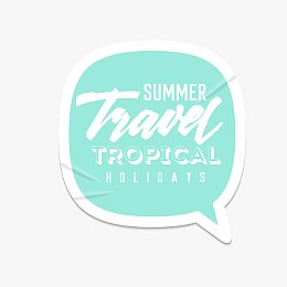 时尚蓝色夏日标签标贴设计