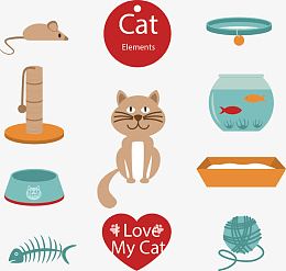 矢量手绘猫相关用品