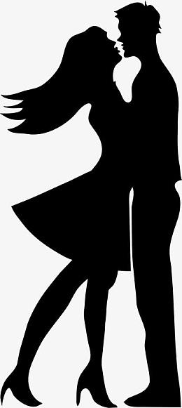 黑色甜蜜人物情侣剪影
