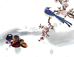 中国风花鸟风景画