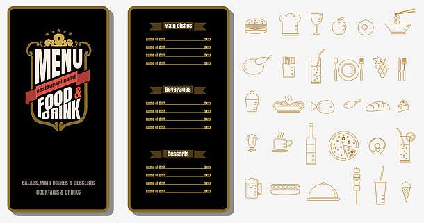 西餐单卡素材_西餐单卡图片元素-觅元素