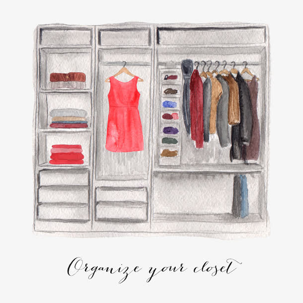 手绘水彩衣橱衣柜