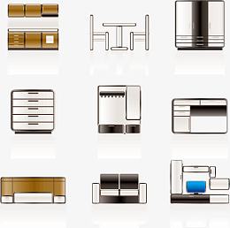 圆润的家具图标矢量素材,