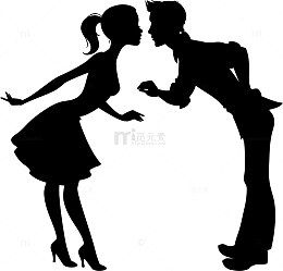 黑色人物情侣剪影舞蹈