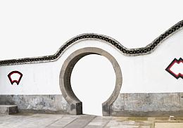 中式拱门围墙古建筑