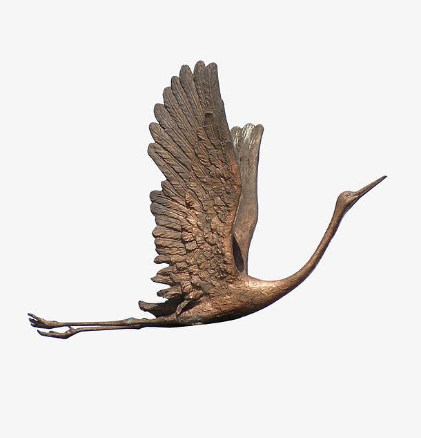 褐色简约飞鸟雕像装饰图案