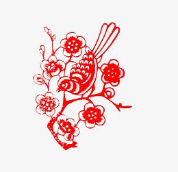 红色剪纸燕子