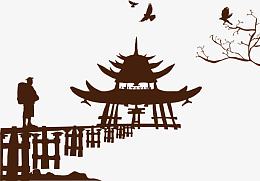 亭台剪影矢量