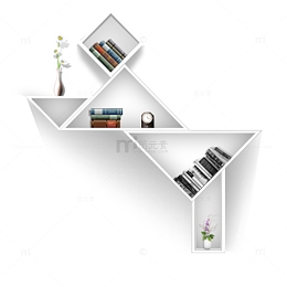 墙上书架免抠素材