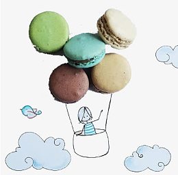 马卡龙蓝色小清新创意素材