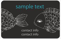 手绘鱼名片设计矢量