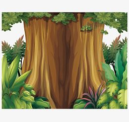 千年老树干和绿色植物