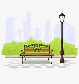 卡通城市休息凳子