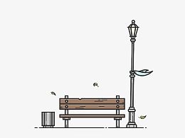 公园长椅插画素材