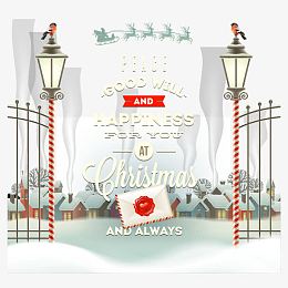 圣诞夜路灯海报矢量素材