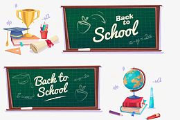 卡通儿童与学习设计矢量素材,