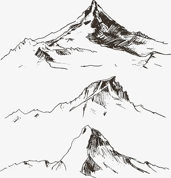 矢量线描三座大山