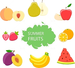 矢量手绘卡通水果