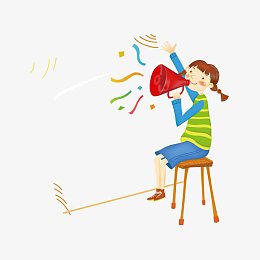 喊话的小女孩矢量图