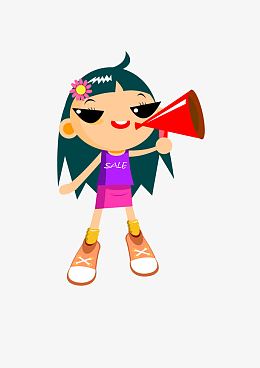 拿着喇叭促销的小女孩