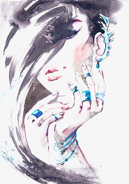 时尚水彩手绘人物