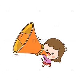 卡通小女孩拿着大喇叭装饰图案