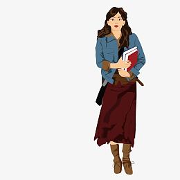 拿书的女大学生