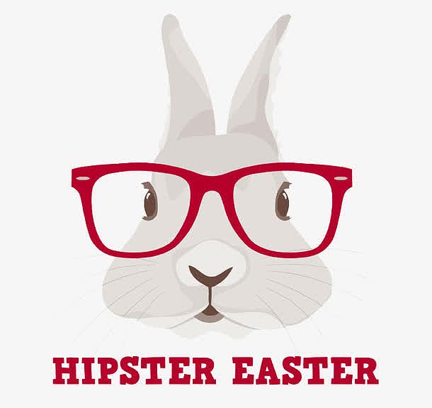 戴红色眼镜框的兔子头像