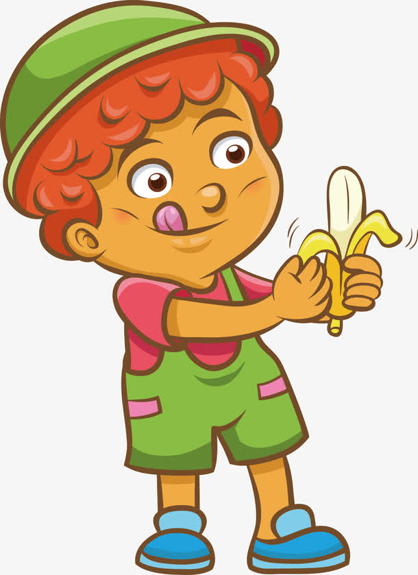 吃香蕉的小男孩矢量图
