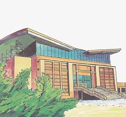 卡通手绘大学教学楼