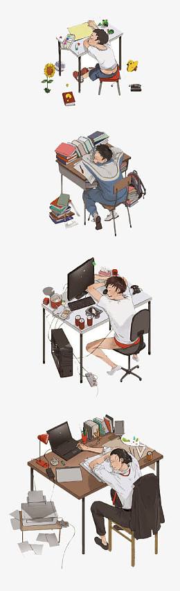小学到大学趴在桌子上的学子