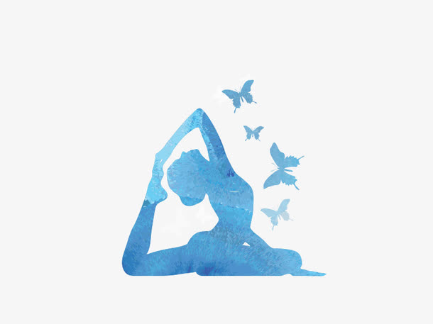 蓝色瑜伽女孩矢量素材免抠素材免费下载