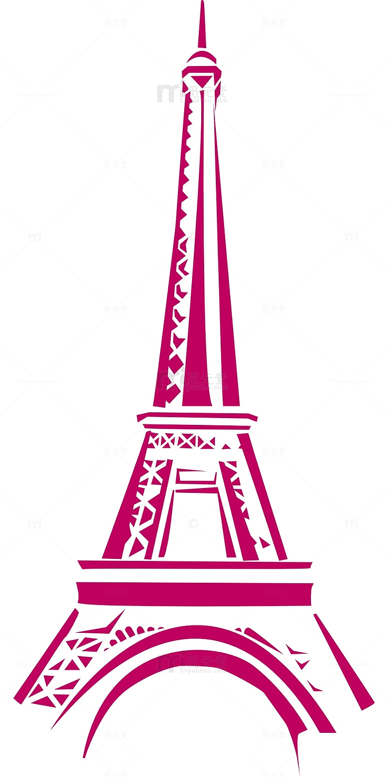 卡通粉色埃菲尔铁塔