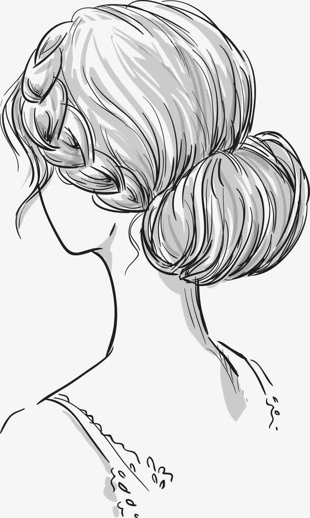 手绘盘发元素