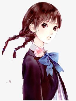 绑着两根麻花辫的女孩