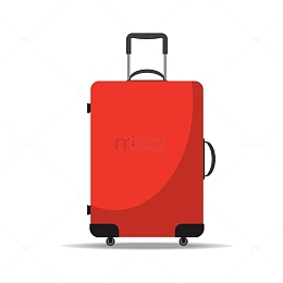 红色拉杆箱免抠素材