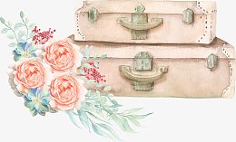 森系水彩行李箱