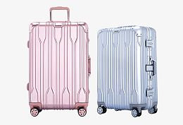 粉色蓝色塑料拉杆箱